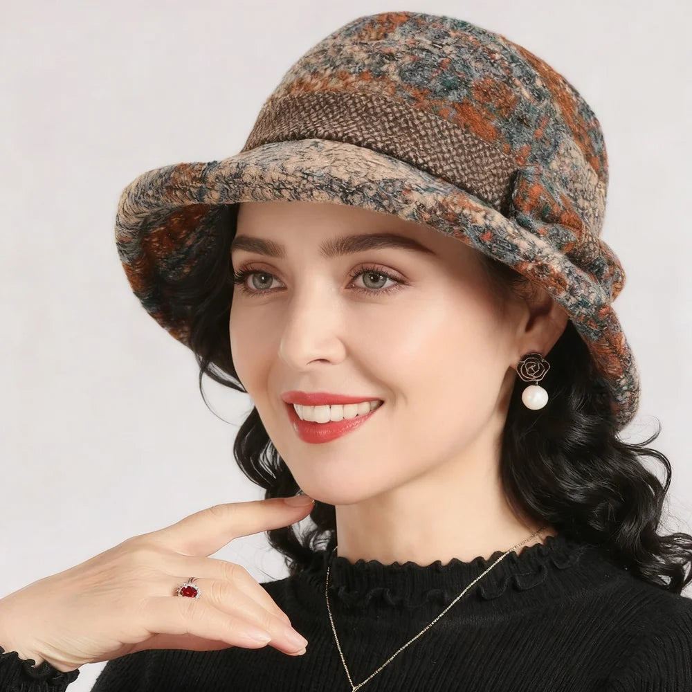 Cappello A Cilindro Da Donna Con Fiocco Autunnale Invernale In Lana Calda E Ispessita Stile Da Pescatore Raffinato