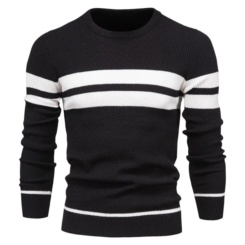 Pullover Maglione Da Uomo O Collo Patchwork Manica Lunga Caldo Sottile Abbigliamento Uomo Moda Casual Autunno