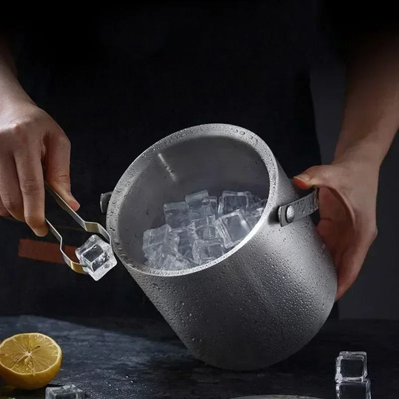 Secchiello Per Ghiaccio In Acciaio Inossidabile Isolato Doppia Parete Da Due Tre Quattro Litri Con Maniglia E Pala Per Bar