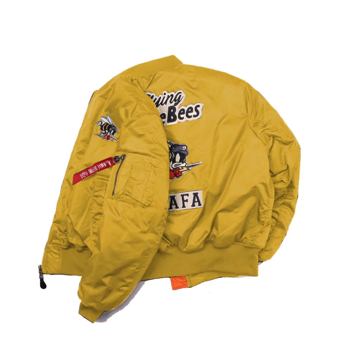 Giacca Bomber Da Uomo Invernale Con Patch Ricamato Bumble Bees Forza Aerea Pilota Calda E Imbottita