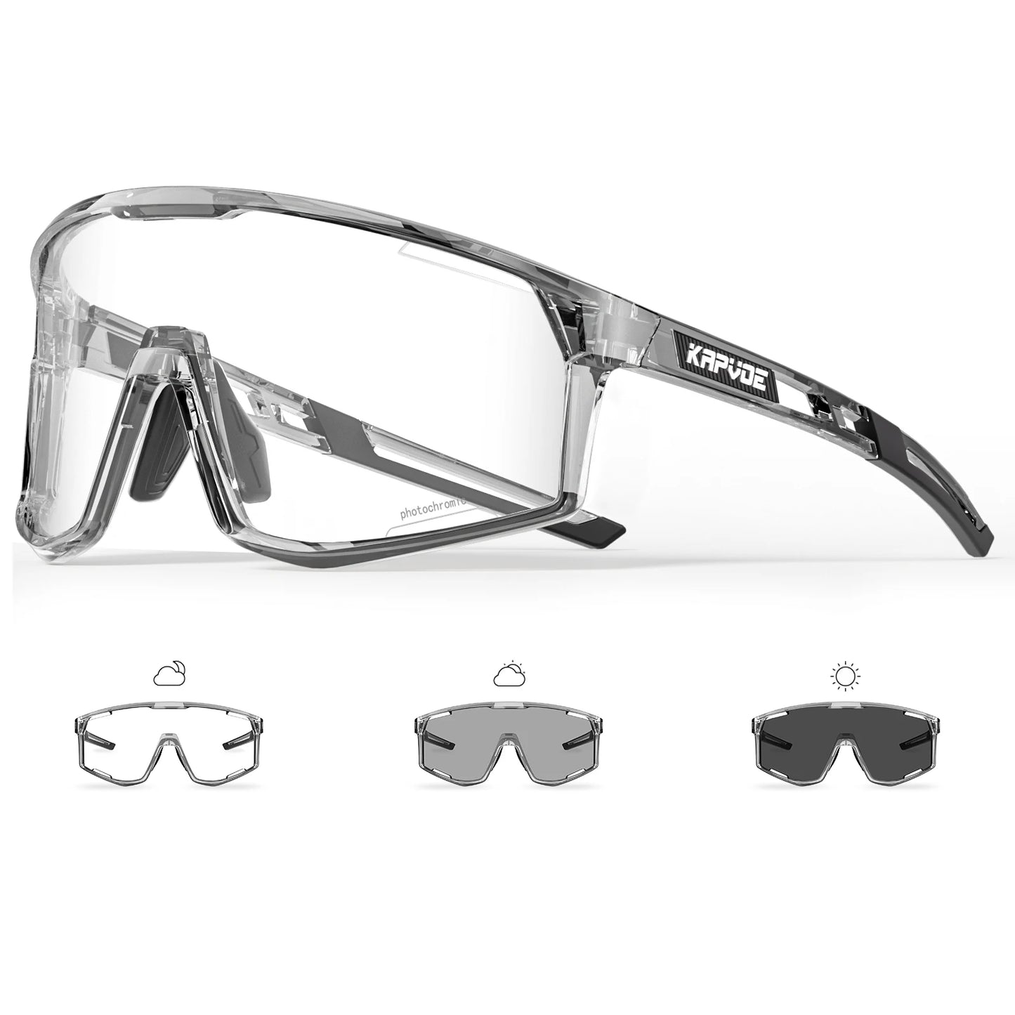 Kapvoe Occhiali Da Sole Fotocromatici Per Ciclismo UV400 Uomo Donna Esterni MTB Strada Escursionismo Occhiali Da Bici