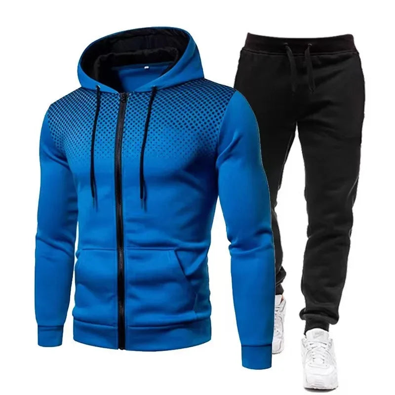 Tuta Da Uomo Due Pezzi 2025Fashion Print Con Cappuccio E Cerniera Per Fitness E Jogging Comfort Superiore Stile Casual