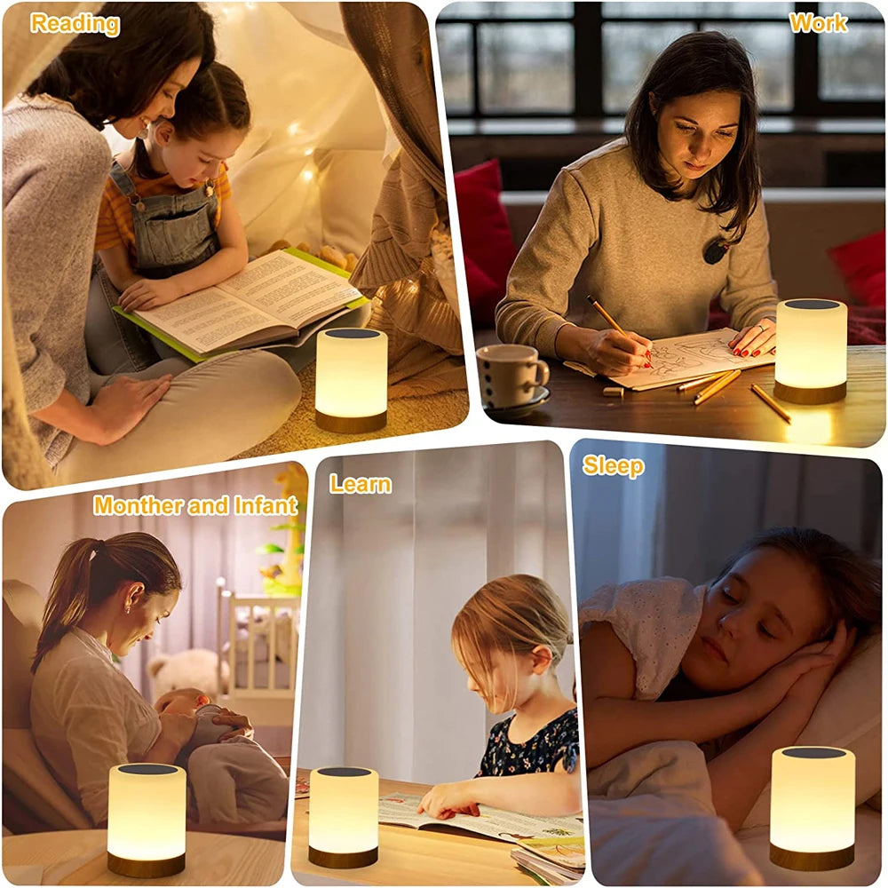 Tocca La Luce Notturna Lampada Da Tavolo Camera Da Letto Luce Colorata Ambientale Cambia Colore Ricarica USB Dimmerabile