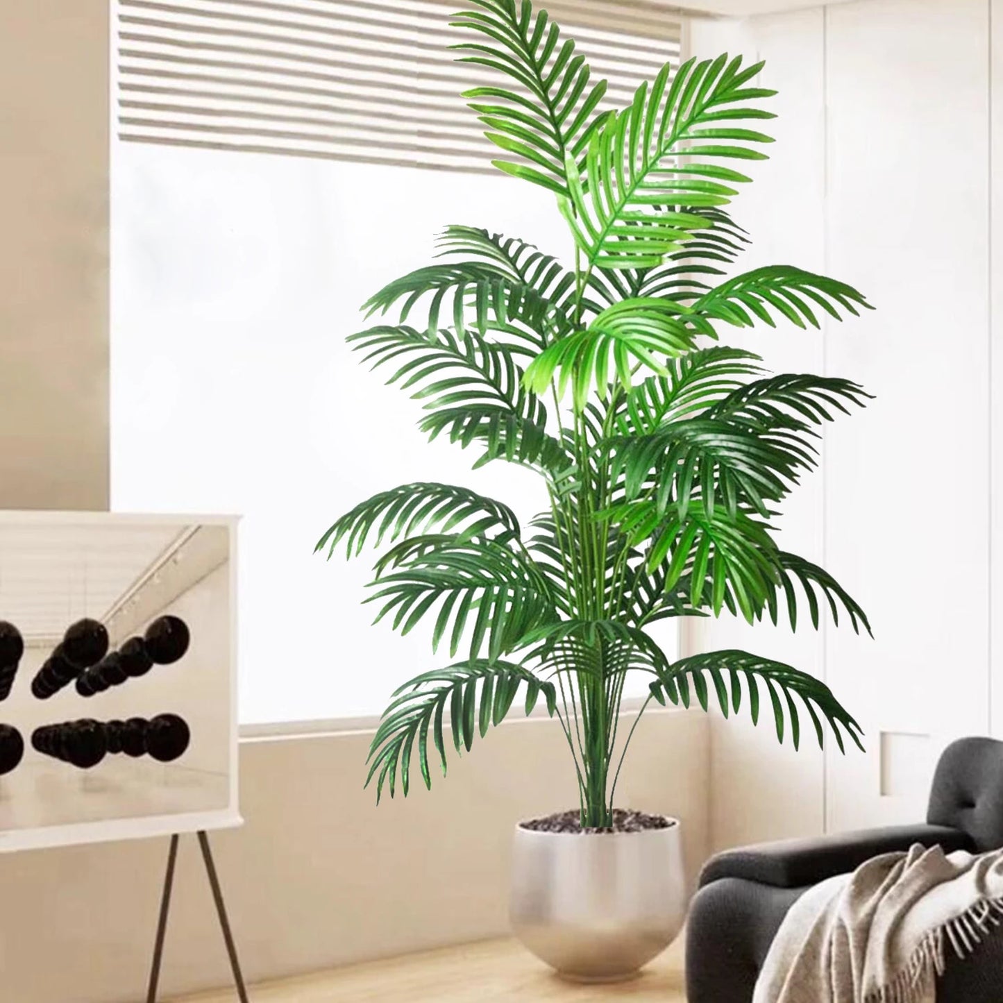 Palma Artificiale Tropicale Con Rami Di Foglie In Plastica Verde Per Decorazione Giardino Esterno Misure 50 90 120 Cm
