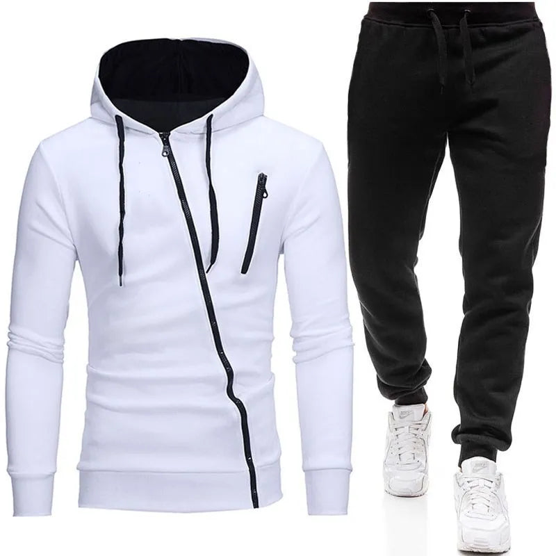 Tuta Sportiva da Uomo 2 Pezzi Felpa con Cappuccio Pantaloni Primavera Autunno Outfit Abbigliamento Sportivo Jogging