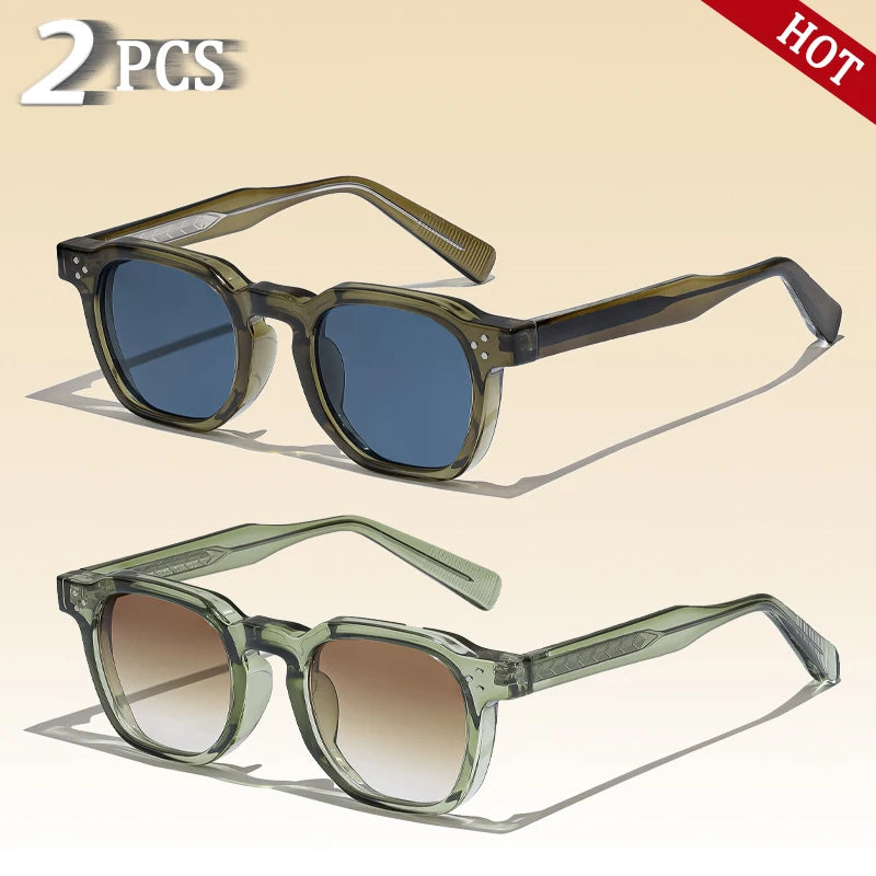 Occhiali Da Sole Retro Punk Quadrati Caterside Unisex Set Da 2 Pezzi Design Personalizzato Regalo Per Festival