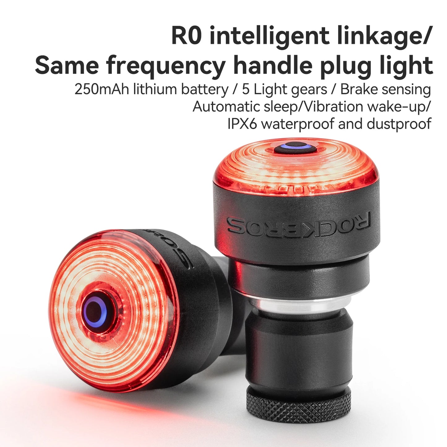 RockBros Luce Per Bicicletta Sensore Vibrazioni Del Freno Fanale Posteriore USB Spina Manubrio IPX5 Per Strada MTB