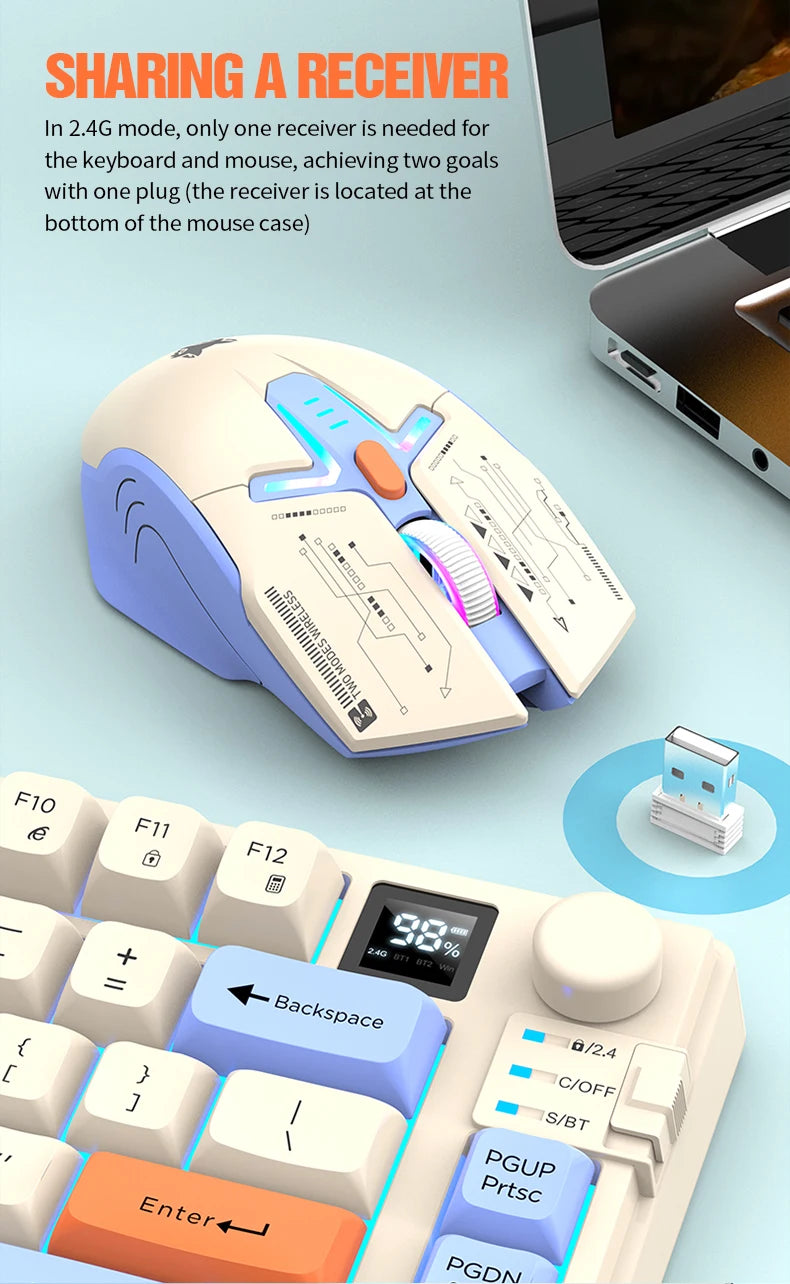 XUNFOX K920 Set Tastiera E Mouse Bluetooth Dual Mode Universali Per Laptop Ufficio E Gaming