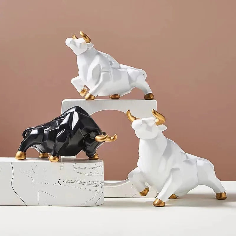 Mini Modello Toro Geometrico In Resina Feng Shui Decorazione Da Interni Wall Street Azioni Figurine