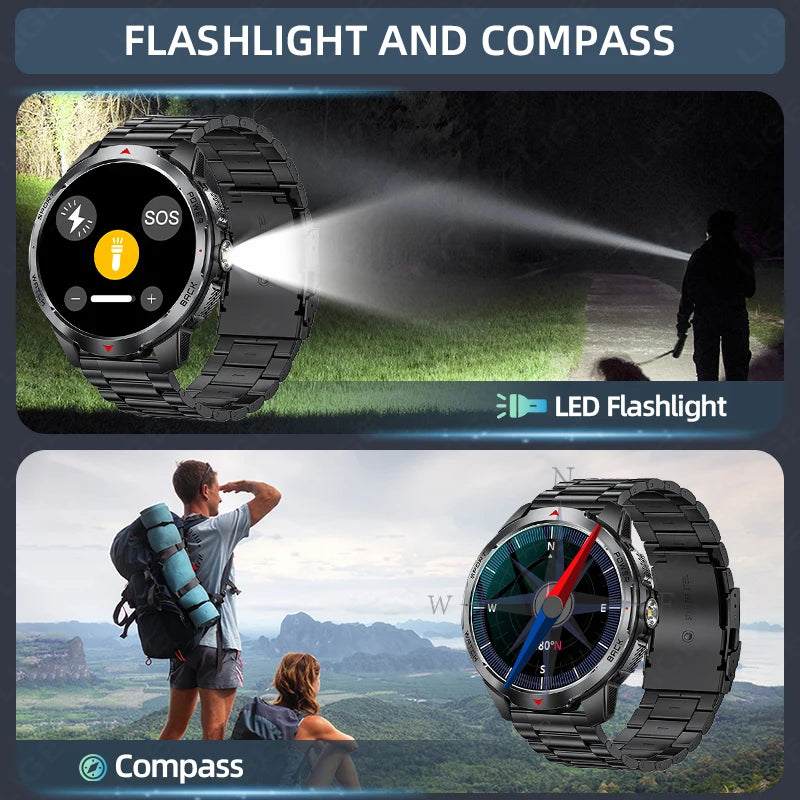 LIGE Smartwatch Da Uomo Bluetooth Chiamata Impermeabile 3ATM Batteria 1100mAh Bussola Esterna Per Sport Fitness