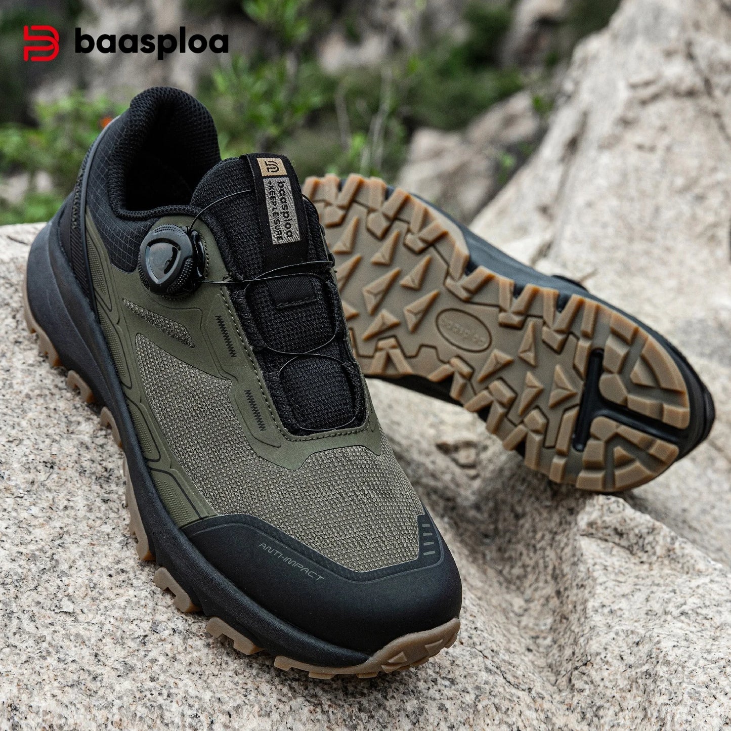 Baasploa Scarpe Da Trekking Uomo Traspiranti In Rete Antiscivolo Elevazione Comfort Outdoor