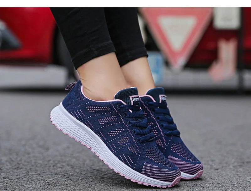 Scarpe Casual Traspiranti Da Donna Walking Mesh In Nylon Tessuto Calzature Femminili Leggere