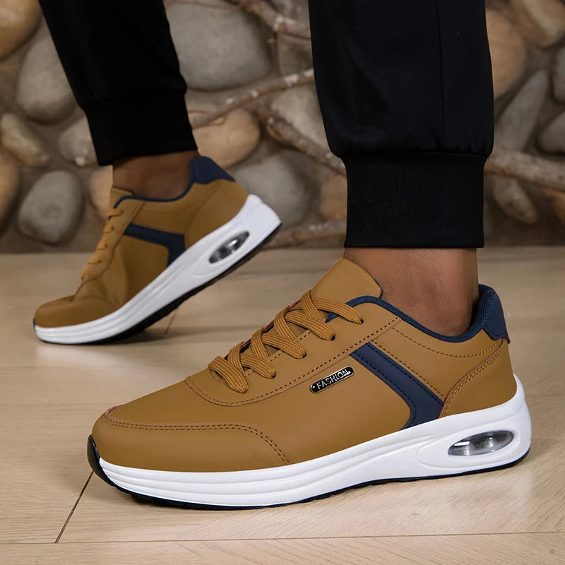 Scarpe Sportive Da Uomo Impermeabili In Pelle Casual Antiscivolo Da Passeggio E Tennis Con Aumento Di Altezza