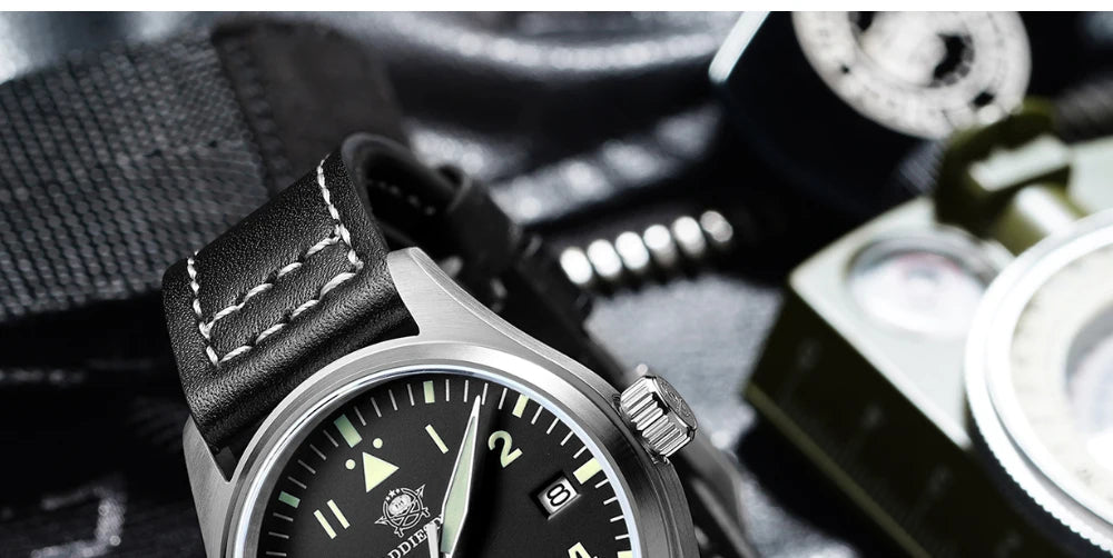 Orologio Meccanico Con Zaffiro 39mm Movimento 8215 Giappone Automatico Da Uomo Impermeabile 200m Luminoso Pilota Retrò