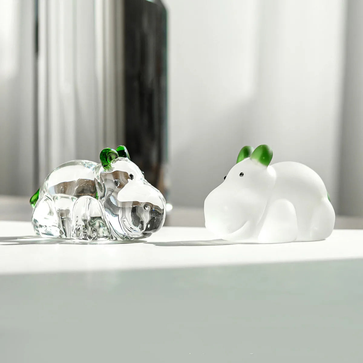 Fermacarte Di Cristallo Ippopotamo Feng Shui Decorazione In Vetro Mini Ornamento Animale Da Scrivania Regalo Souvenir