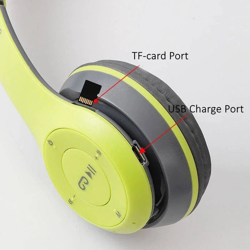 Cuffia Bluetooth 5.0 Pieghevole Senza Fili Hifi Stereo Bass Auricolare Casco per Bambini Regalo con Microfono