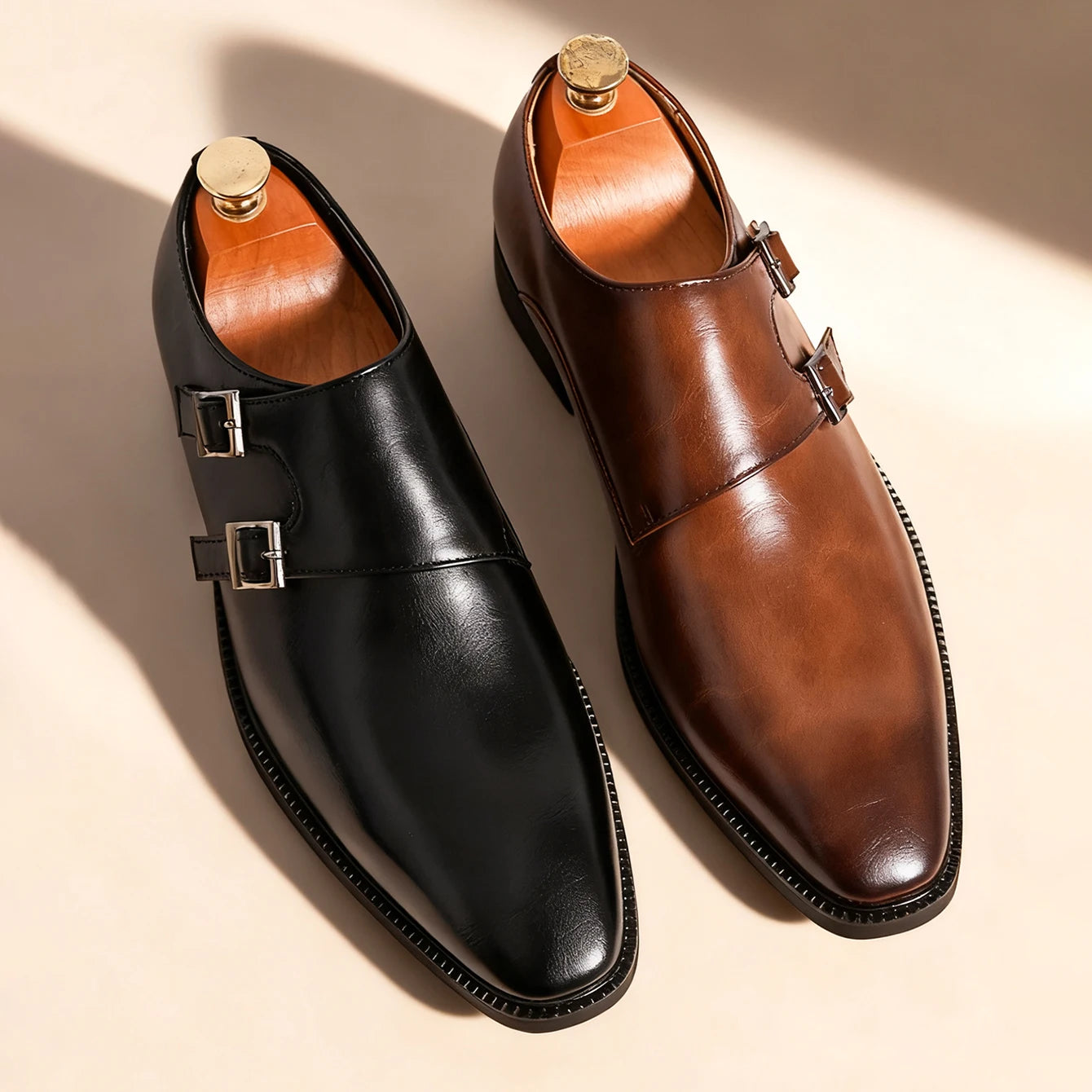 Scarpe Classiche Da Uomo In Pelle Monaco Con Abito Retrò Con Fibbia A Punta Oxford Da Uomo Comode