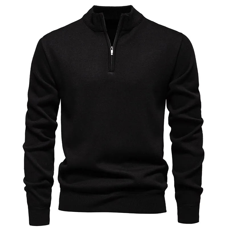 Maglione Uomo Pile Spesso Autunno Inverno Slim Fit Con Mezza Cerniera Collo A O Solido Versatile Nuovo