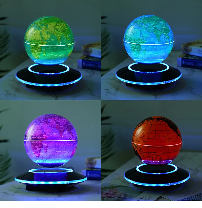 Globo a levitazione magnetica da 6 pollici e 8 pollici, decorazione per ufficio luminosa autorotante, decorazione per il desktop del soggiorno, regalo creativo