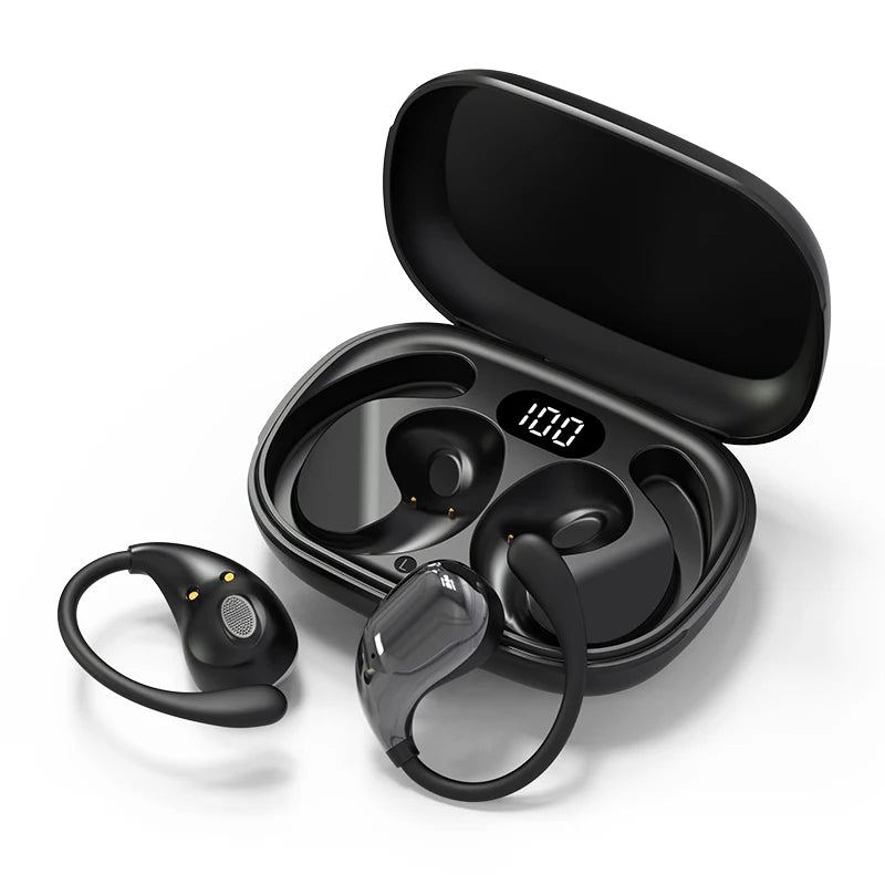 Cuffie Wireless Bluetooth Con Gancio Per L Orecchio Auricolari Stereo Impermeabili Display LED Controllo Touch