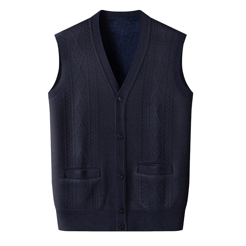 Gilet Maglione Da Uomo Con Scollo A V Senza Maniche Lavorato A Maglia Tinta Unita Con Motivo A Rombi