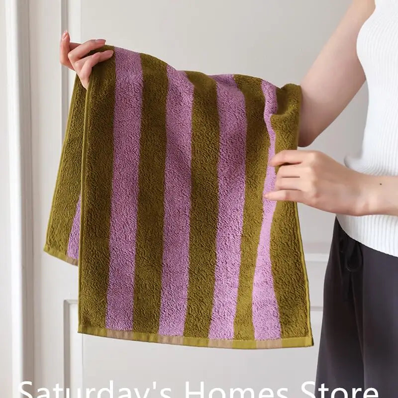 Asciugamano In Cotone A Righe Retrò 70x140 Cm Morbido E Assorbente Per Casa Palestra Cucina