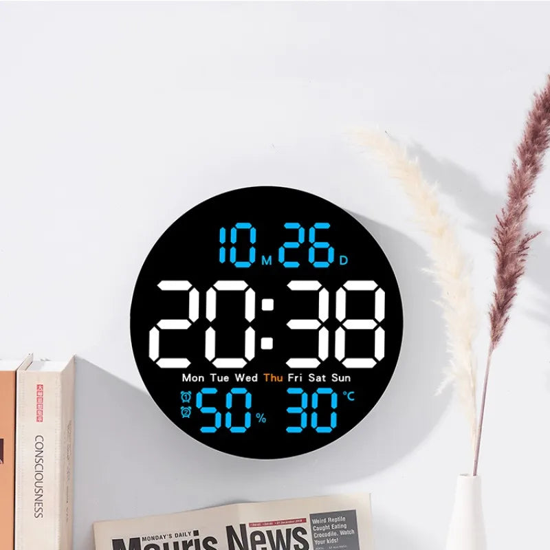 Orologio Da Parete Digitale DieciPollici Con Telecomando Temperatura Umidità Data Conto Alla Rovescia Sveglie Led Dimmer