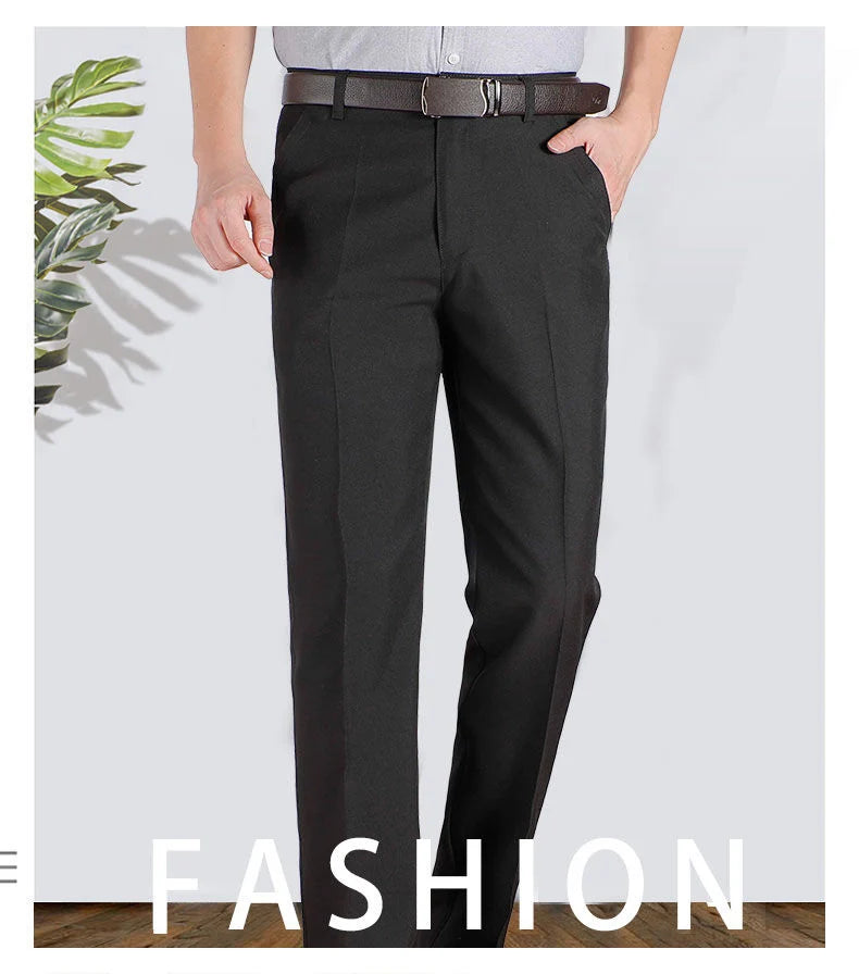 Pantaloni Da Uomo Vita Alta Dritti Per Business Casual Estivi Autunnali Spessi Taglie Forti 28 40