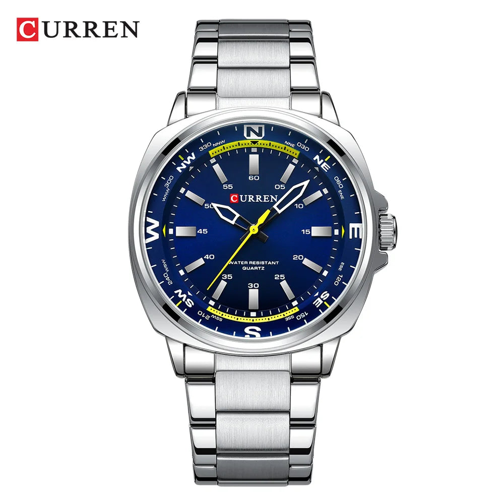 Curren Orologio Da Polso Da Uomo Quarzo Per Business Casual Con Cinturino In Acciaio Inossidabile Impermeabile 8455