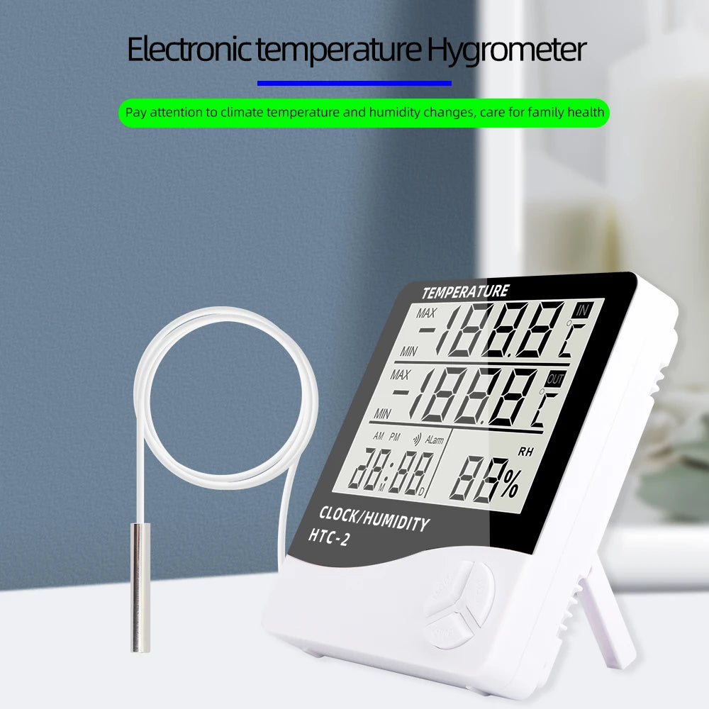 Stazione Meteorologica Digitale Interni Esterni Umidità Temperatura LCD Orologio HTC 2 HTC 1