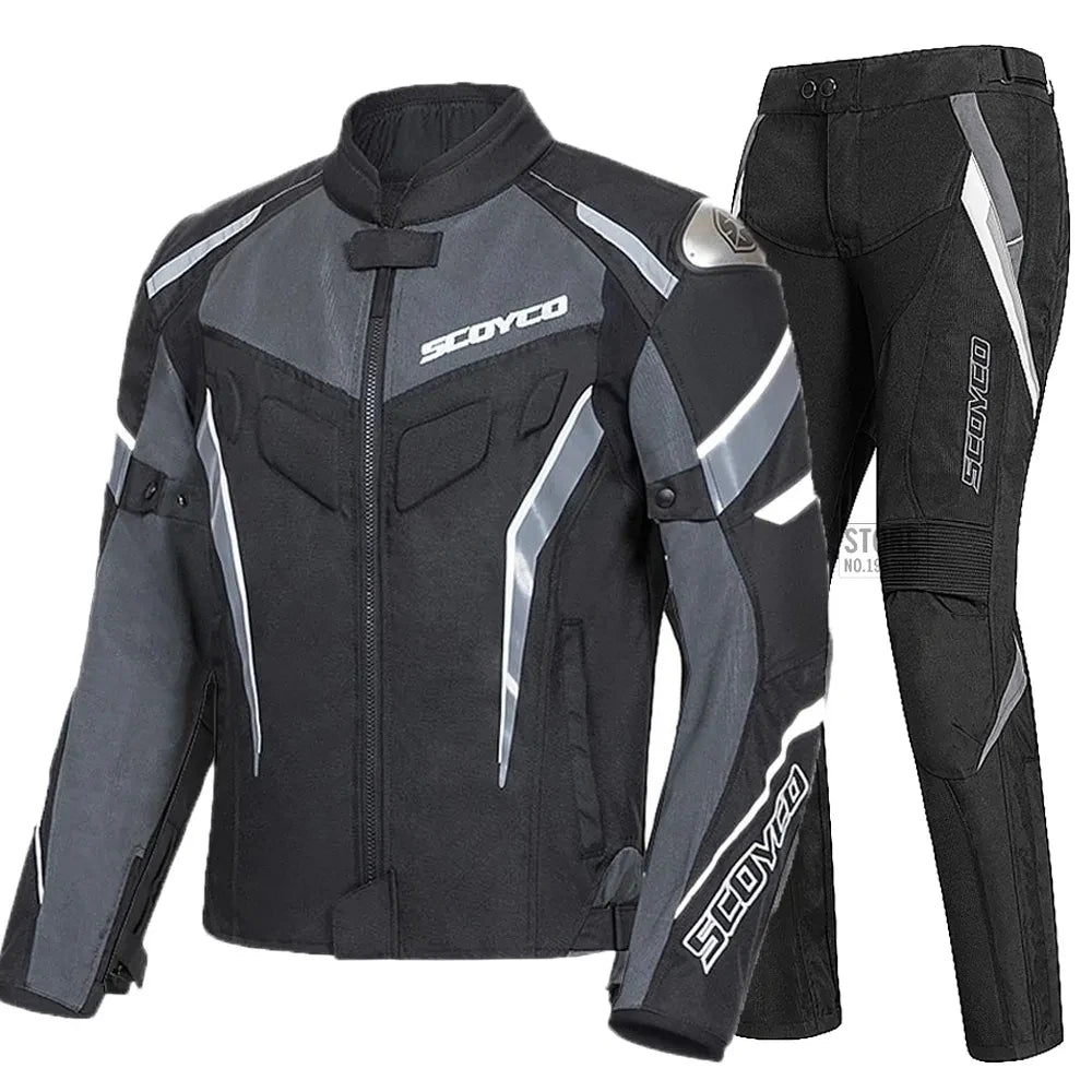 SCOYCO Moto Giacca Impermeabile Anticaduta Traspirante In Rete Con Protezioni Motocross Pantaloni Tuta Uomo