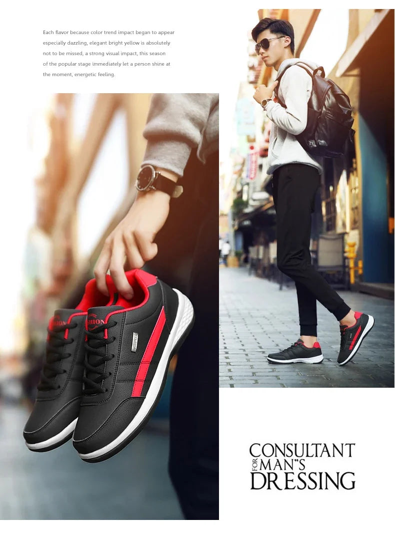 MAEDEF Scarpe Da Uomo Sneaker In Pelle Impermeabile Casual Calzature Stringate Vulcanizzate Comfort