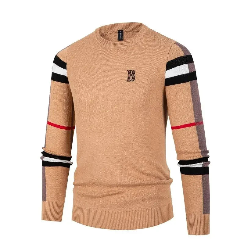 Maglione Da Uomo Lavorato A Maglia Pullover Autunno Inverno 2024 Morbido Caldo A Righe E Quadri Girocollo Moda Uomo