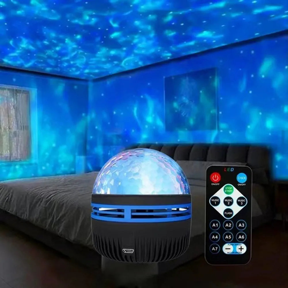 Proiettore di luce settentrionale a LED con cielo stellato Una varietà di stili Lampada da proiezione con rotazione automatica del telecomando per l'arredamento della festa in casa