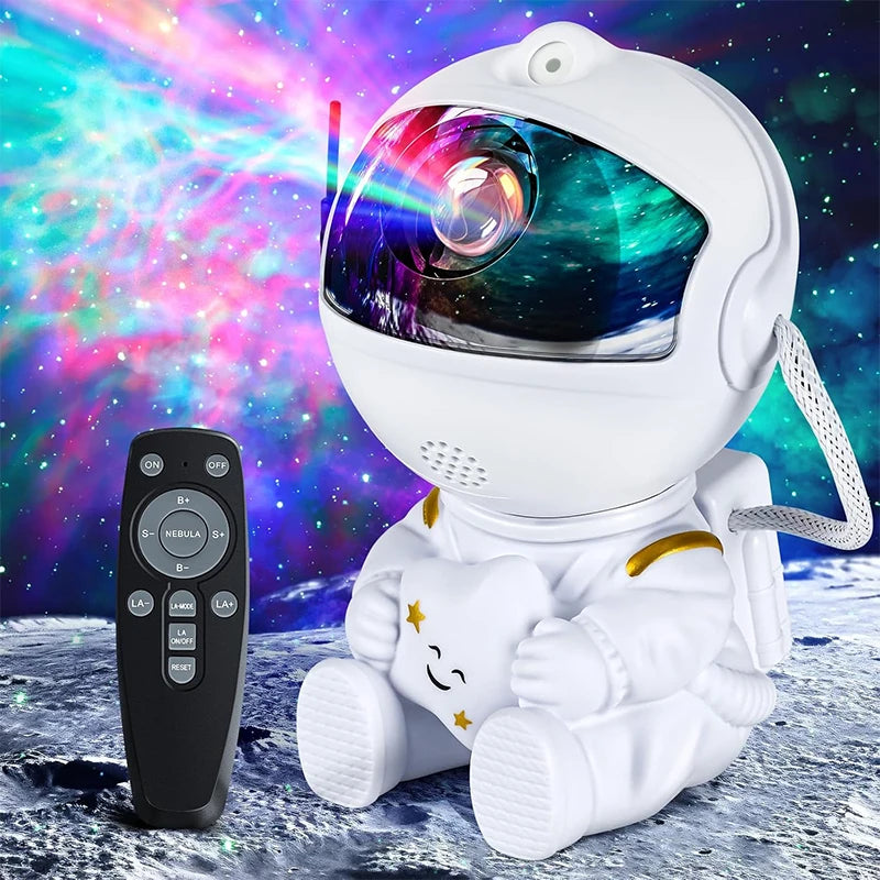 Proiettore Luce Notturna Astronauta Galaxy Bianco Con Stelle Per Cameretta Bambini Regalo Magico