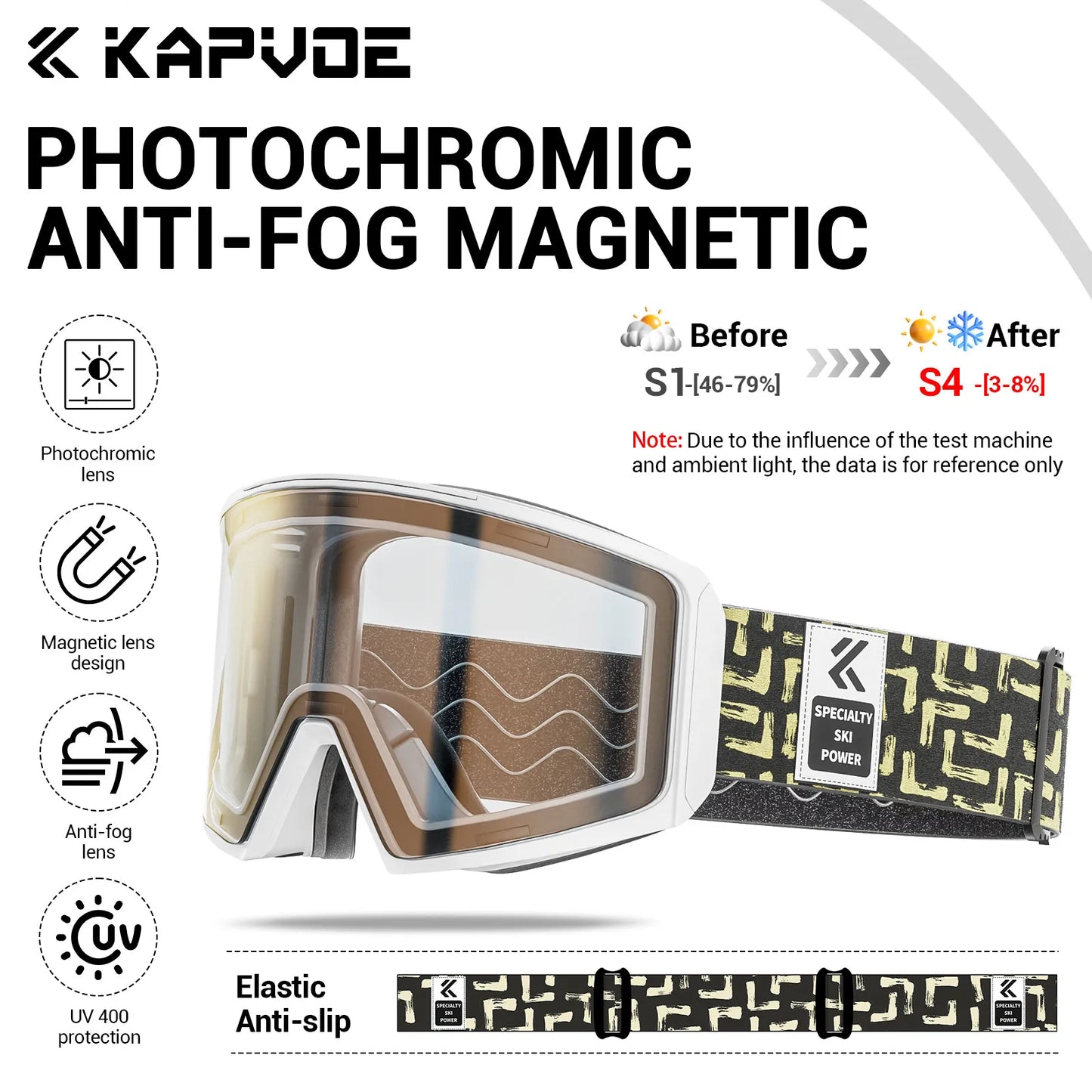 Kapvoe Occhiali Da Sci Fotocromatici E Maschera Da Snowboard Antiappannamento UV400 Per Uomo E Donna Occhiali Inverno