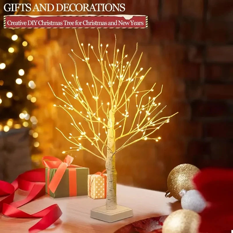 144 LED Luce per albero di betulla Bianco caldo Alimentazione a batteria USB Albero decorativo per le vacanze Natale Halloween Regalo di Pasqua