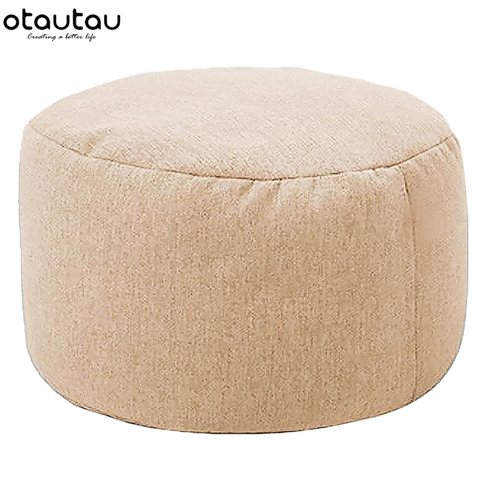 Sgabello Rotondo Diametro 30 Cm Altezza 20 Cm Pouf In Lino Ottomano Con Imbottitura Poggiapiedi Tatami Futon Puff JD001