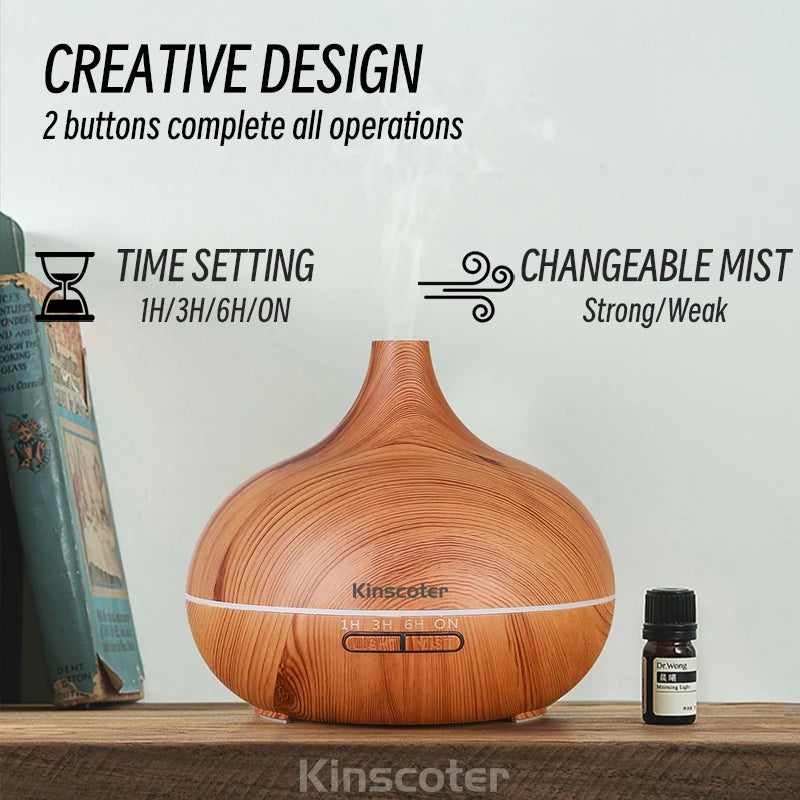 Umidificatore Ad Ultrasuoni Con Telecomando Per Diffusore Di Oli Essenziali Per Aromaterapia 550 Ml Con 7 Colori Di Luce