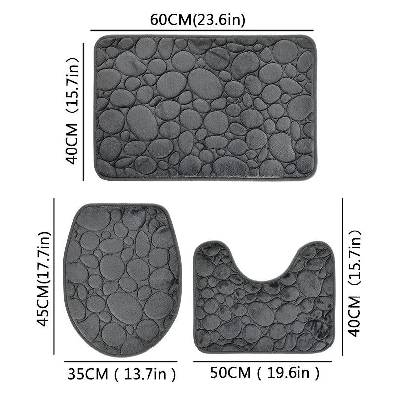 Set Da Tre Tappetini Da Bagno In Microfibra Antiscivolo Assorbenti In Tinta Unita Comodi E Morbidi
