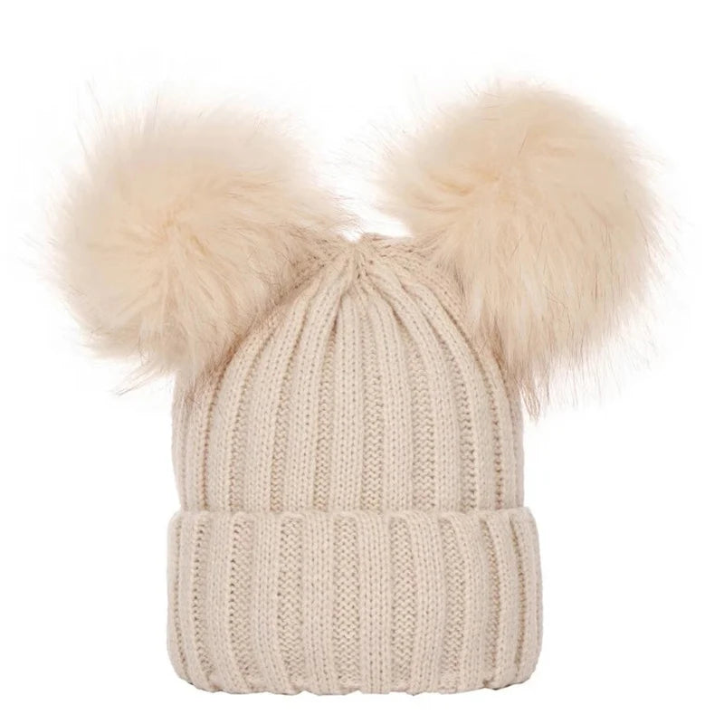 Cappello Invernale Da Donna Lavorato A Maglia Con Pompon In Pelliccia Sintetica Caldo Berretto Natalizio Per Ragazza