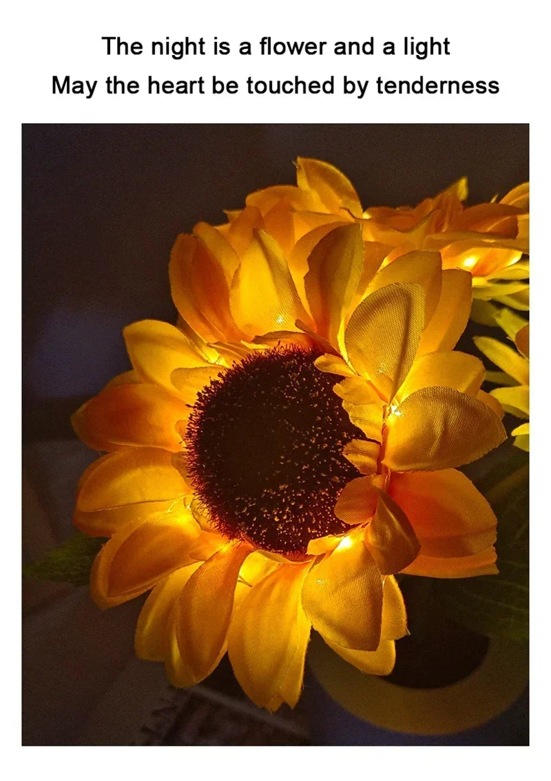 Set Di 3 Luci Notturne LED Ricaricabili Tema Girasole Per Camera Da Letto Comodino Lampade Da Tavolo