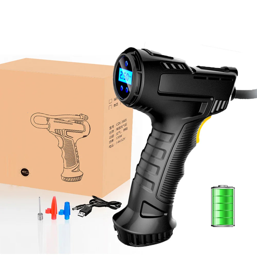 Gonfiatore Per Pneumatici Wireless Digitale 120W Compressore Aria Portatile 12V Ricaricabile Per Moto Auto