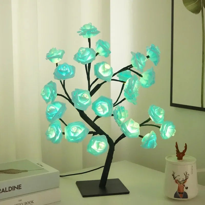Lampada Albero Fatato Da Tavolo A LED Con 24 Luci Rosa E Foglie Di Acero Decorazione Romantica USB Per Nozze Halloween
