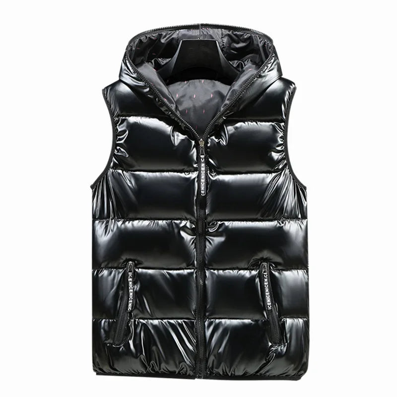 Gilet Imbottito Da Uomo Con Cappuccio Antivento In Cotone Caldo E Spesso Modello 2026 Invernale