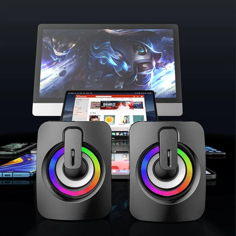 Altoparlanti PC USB Con Microfono Stereo HiFi Suono Premium Luce LED Per Desktop Studenti Appassionati