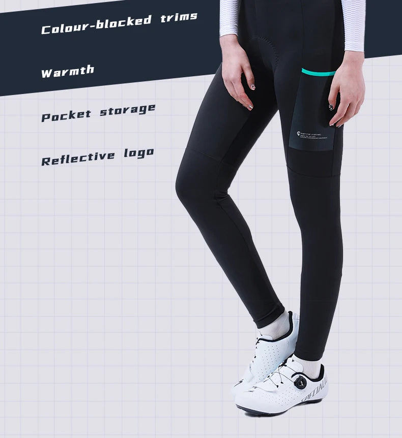 Pantaloni Con Bretelle Da Ciclismo Per Donna In Pile Invernali Con Imbottitura 3D Professionali Per Bici Da Strada