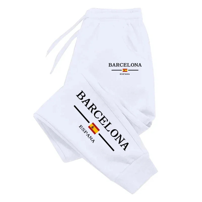 Pantaloni Sportivi Casual Quattro Stagioni Da Uomo Pantaloni Lunghi Da Calcio Stampa Barcellona