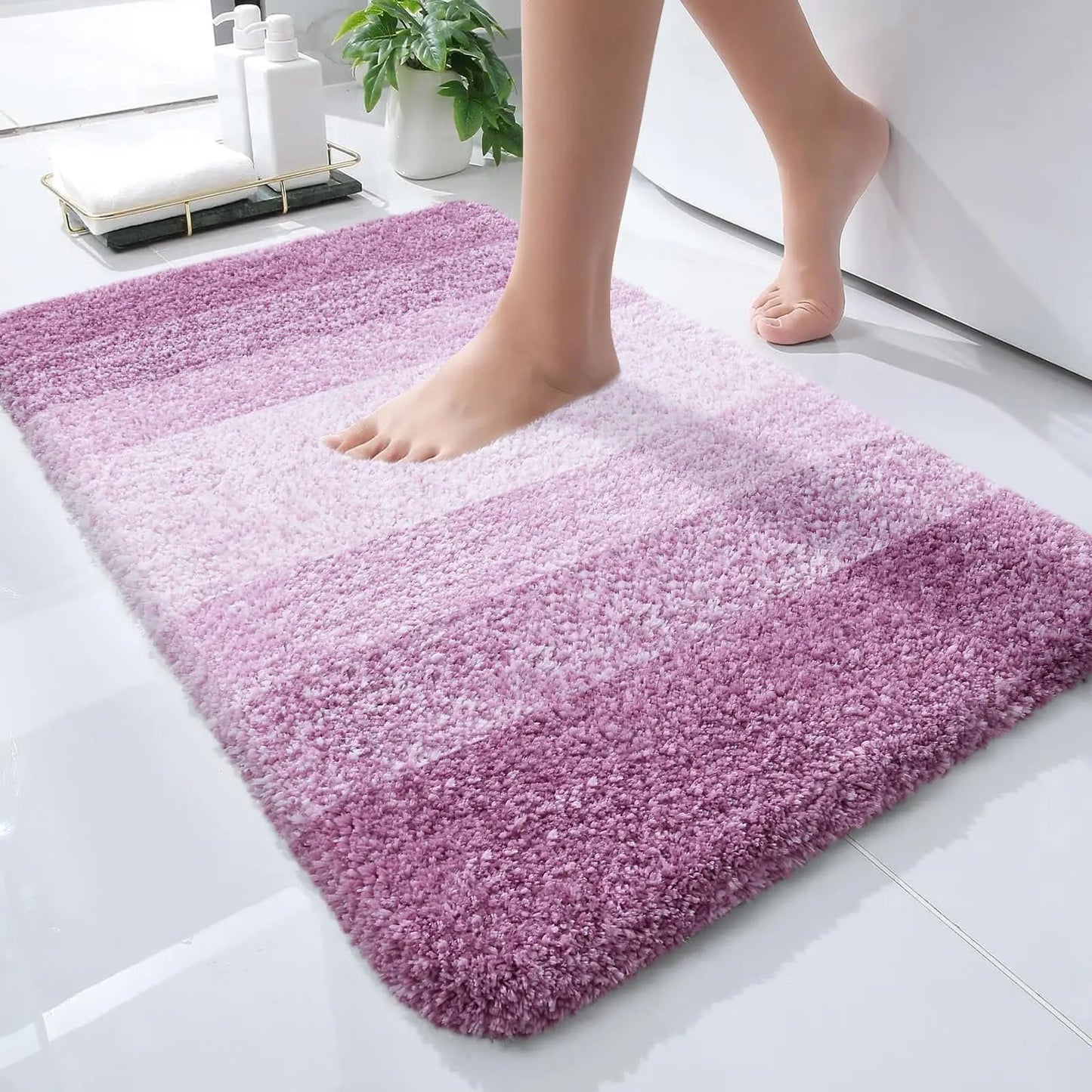 Kitinjoy Tappeto Da Bagno In Microfibra Assorbente Morbido Antiscivolo Shaggy Lavabile In Lavatrice