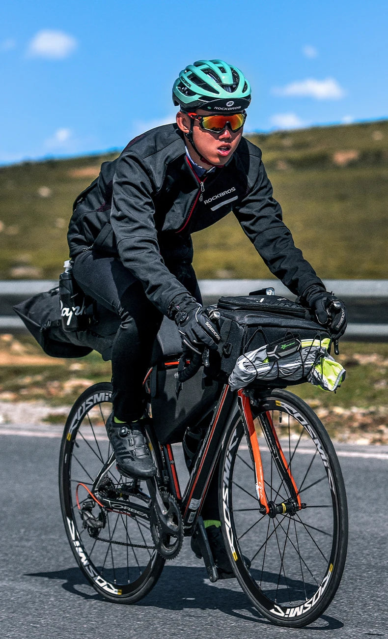ROCKBROS Giacca Invernale Da Bicicletta Antivento Termica Con Pile Traspirante Impermeabile Riflettente